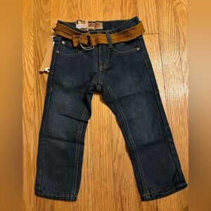 NWT Little Boys ' Dark Blue Jeans with Belt - Size 2T